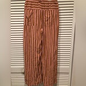 Source Unknown Brown and Pink Striped Wide Leg Pants